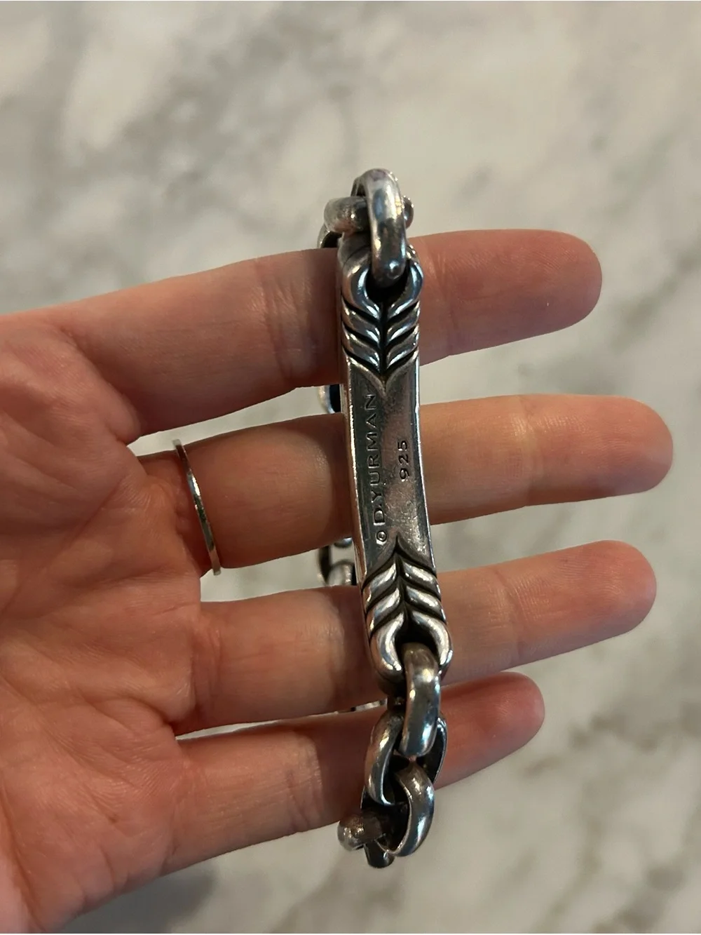 David Yurman Sterling Silver Curb Link ID Bracelet